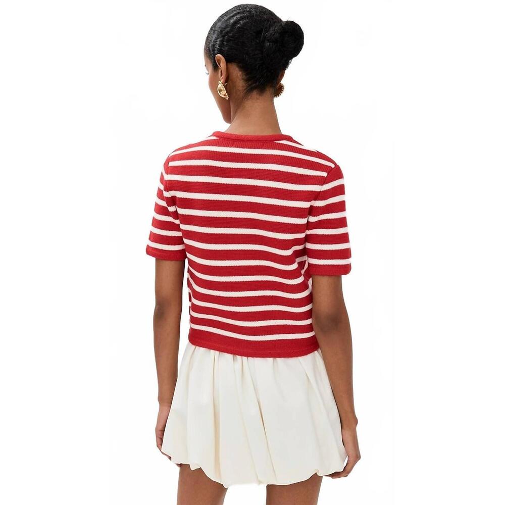 NEW ENGLISH FACTORY knit striped sweater cardigan in red/white - Picture 3 of 5